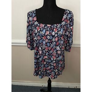 Cato 3/4 Sleeve Floral Blouse Size X-Large